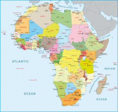 Fototapete Politische Karte Afrikas
