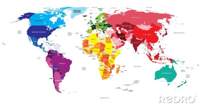 Fototapete Politische Karte der Welt