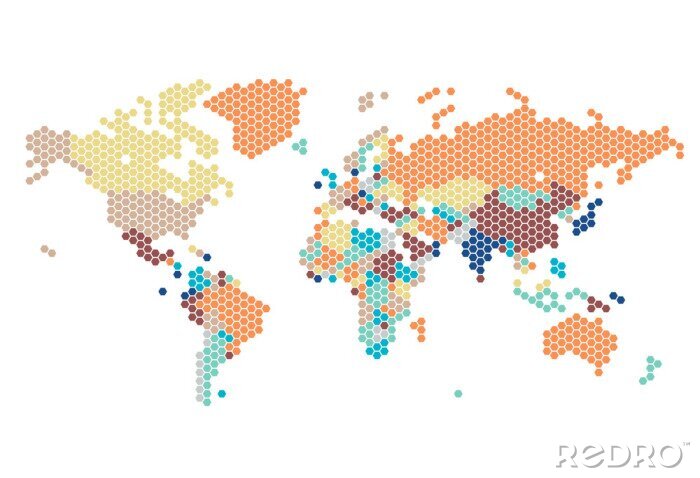 Fototapete Politische Karte der Welt, die aus Punkten besteht