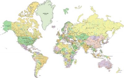 Politische Weltkarte 3D
