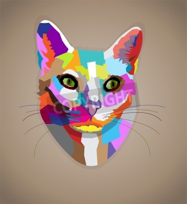 Fototapete Pop Art farbige Katze