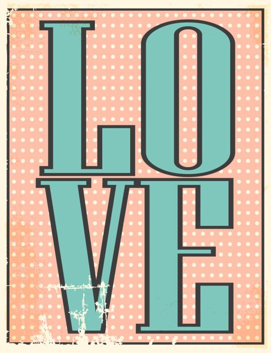 Fototapete Pop-Art-Text Love