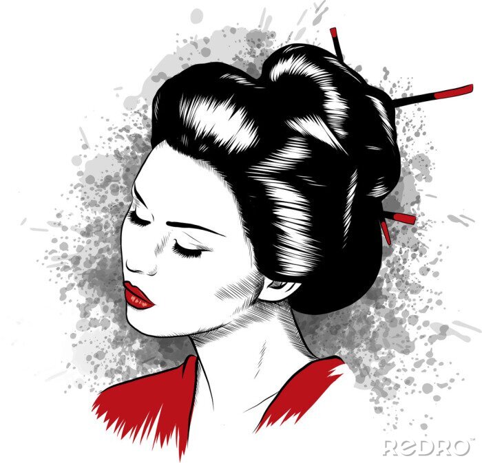 Fototapete Porträt einer orientalischen Geisha