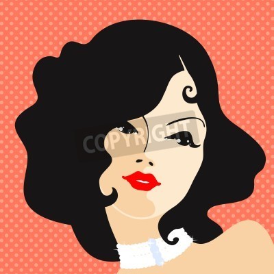 Fototapete Porträt einer schönen Frau auf rotem Hintergrund