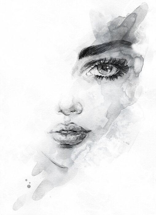 Fototapete Porträt einer schönen Frau schattierte Illustration