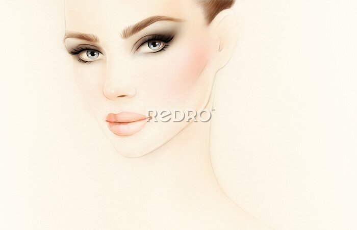 Fototapete Porträt einer zart gemalten Frau