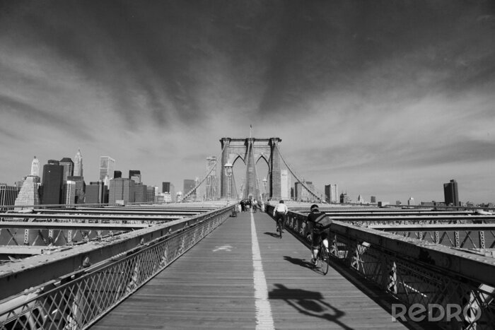 Fototapete Postkarte mit Brooklyn Bridge