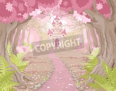 Fototapete Prinzessin-Schloss im magischen Wald