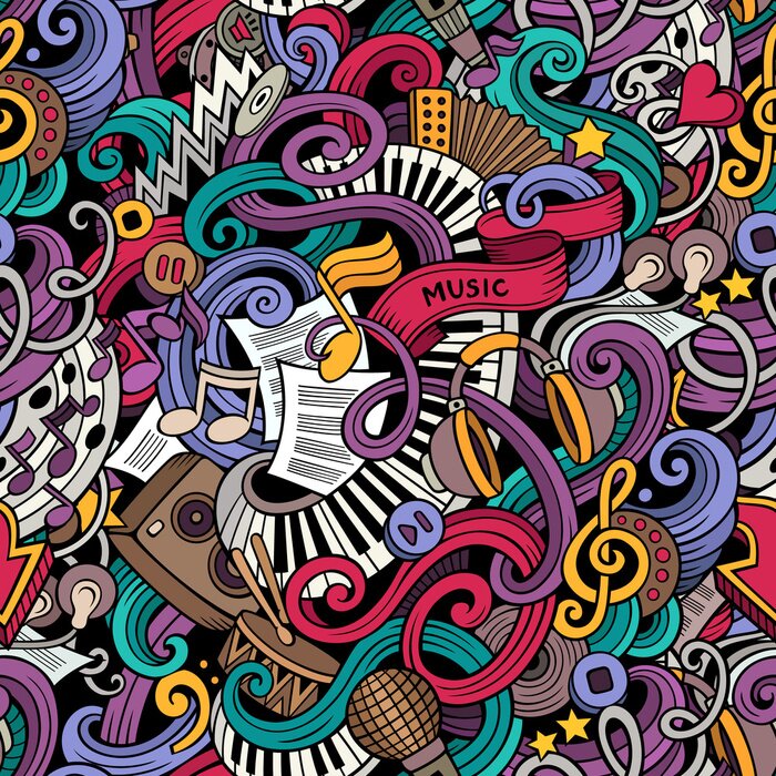 Fototapete Psychedelisches Muster mit Instrumenten