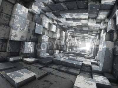 Fototapete Quadratischer Tunnel 3D