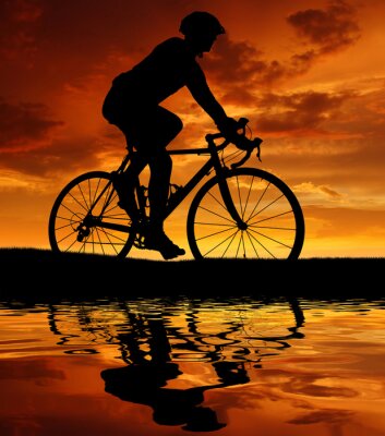 Fototapete Radfahren bei Sonnenuntergang