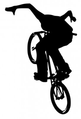 Fototapete Radfahrerschatten auf weißem Hintergrund