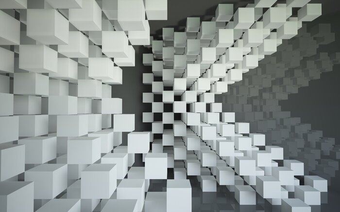 Fototapete Räumliche graue Blöcke