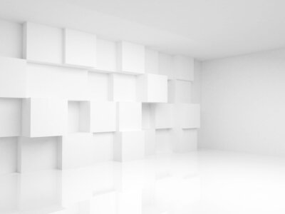 Fototapete Räumliche Wand in Weiß