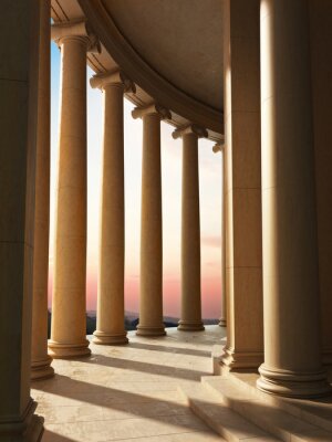 Fototapete Räumlicher Korridor mit Säulen