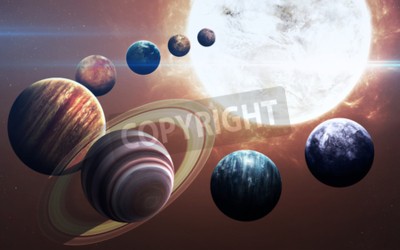 Fototapete Räumliches Muster mit Sonnensystem