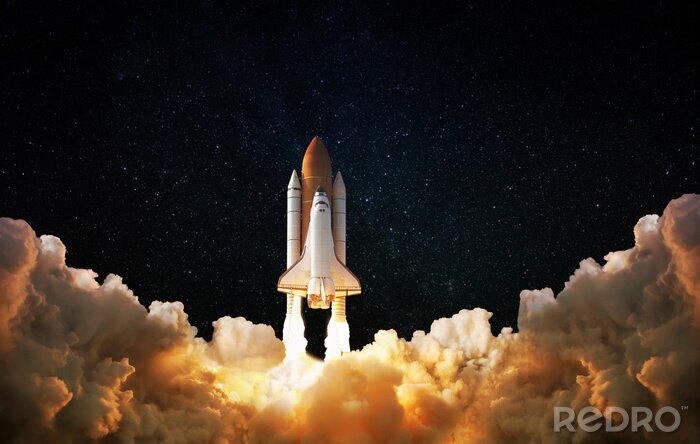 Fototapete Raumschiff über den Wolken