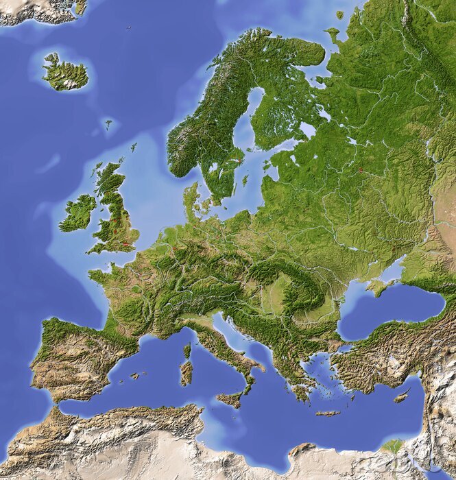Fototapete Realistische Darstellung der Europakarte