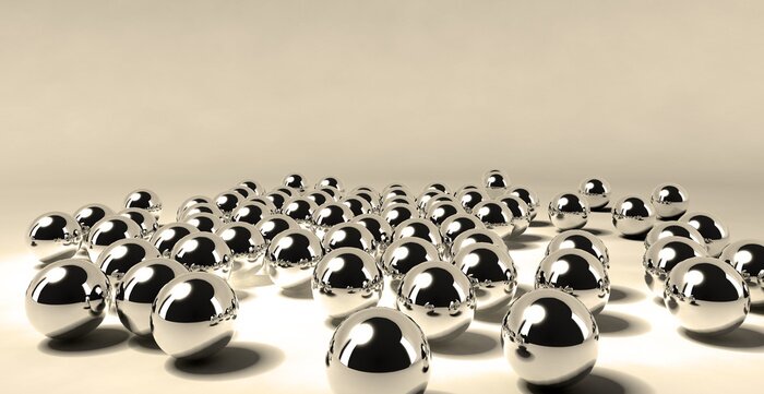 Fototapete Reflektierende Metallkugeln in drei Dimensionen