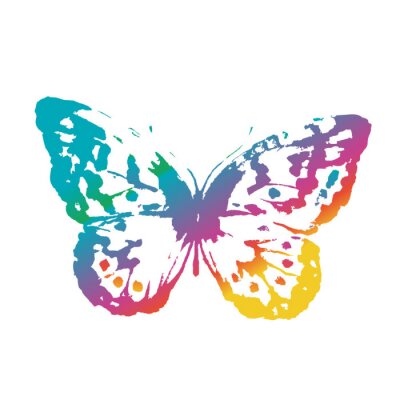 Fototapete Regenbogen-Schmetterling auf weißem Hintergrund