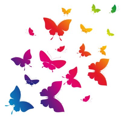 Fototapete Regenbogen-Schmetterlinge für Mädchen