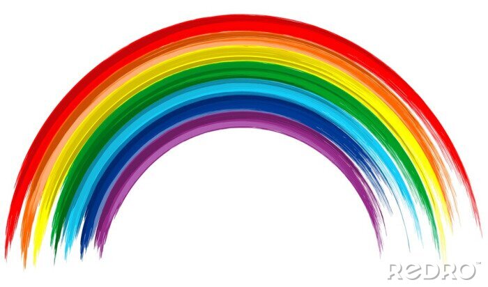Fototapete Regenbogen wie gemalt auf weißem Hintergrund