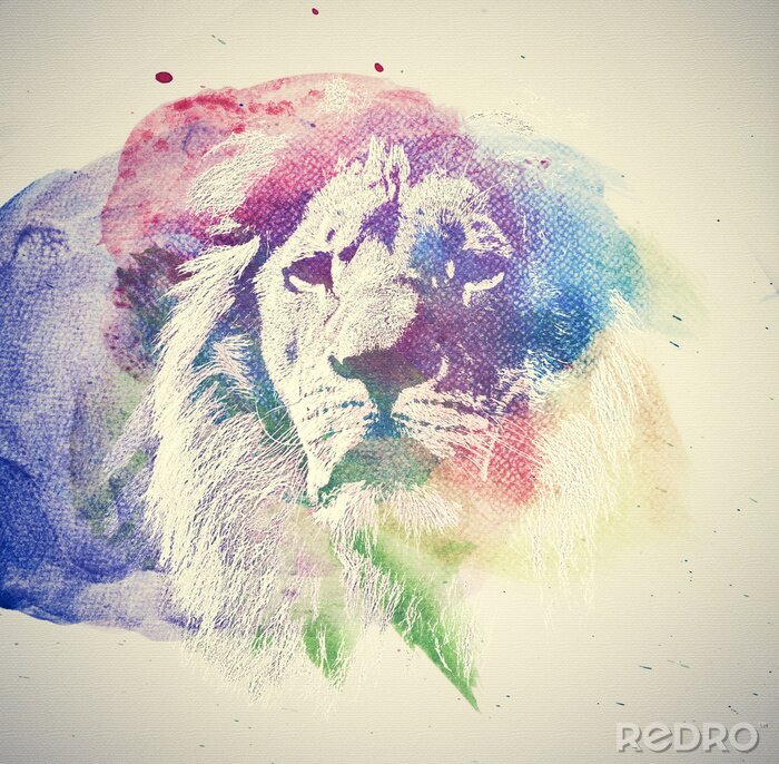 Fototapete Regenbogenabbildung eines Löwen