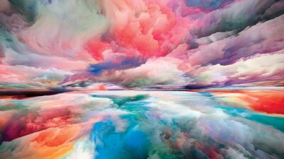 Fototapete Regenbogenfarbene Wolken