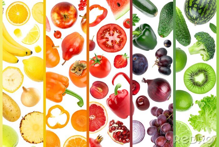 Fototapete Regenbogenfarbenes Gemüse-Muster