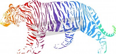 Fototapete Regenbogenmuster mit tiger