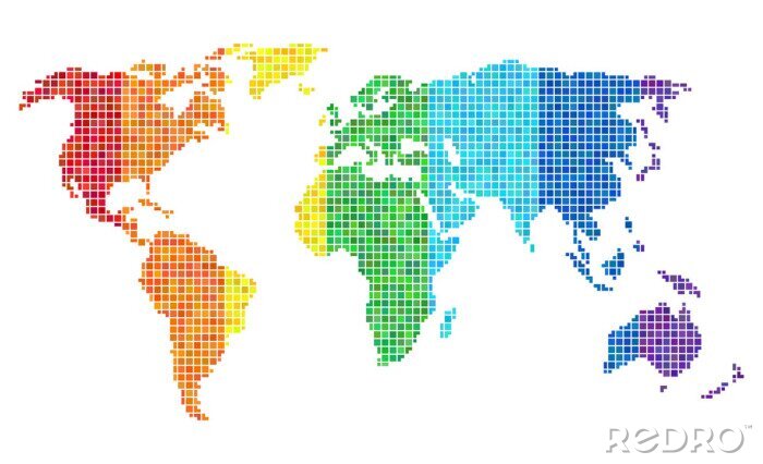 Fototapete Regenbogenweltkarte