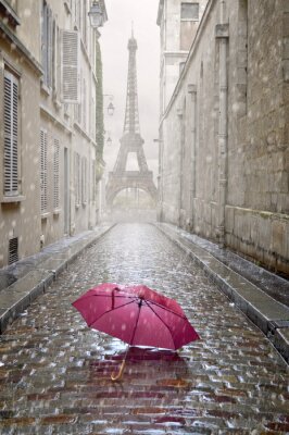 Fototapete Regenschirm im regnerischen Paris