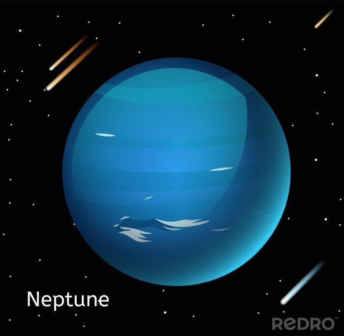 Fototapete Reiner Planet Neptun und Sternschnuppen