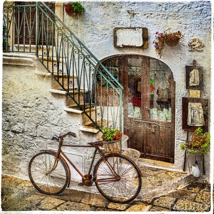 Fototapete Retro-Fahrrad auf einer italienischen Gasse