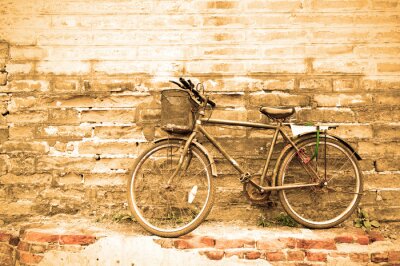 Fototapete Retro-Fahrrad bei Mauer