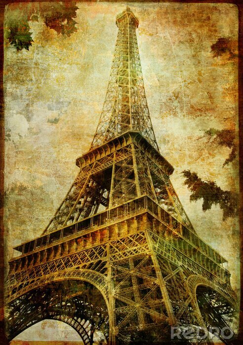 Fototapete Retro-Fotografie Eiffelturm