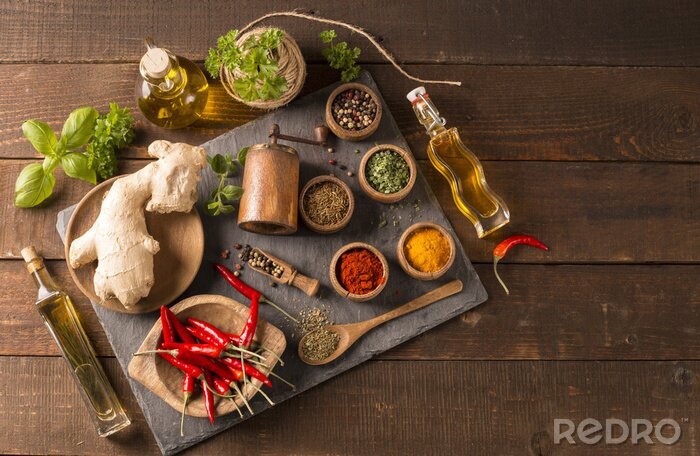 Fototapete Retro Gewürze künstlerische Komposition