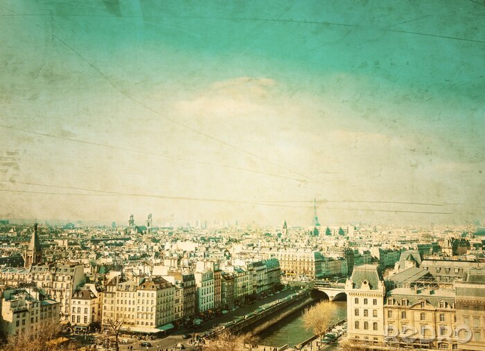 Fototapete Retro-Landschaft von Paris
