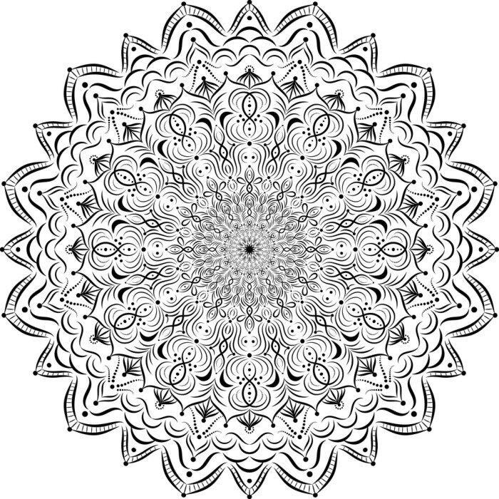 Fototapete Retro-Mandala auf weißem Hintergrund