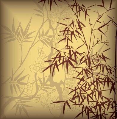 Fototapete Retro-Motiv mit Bambus