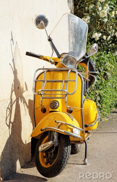 Fototapete Retro-Motorrad gelb