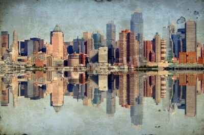 Fototapete Retro-Panorama von New York