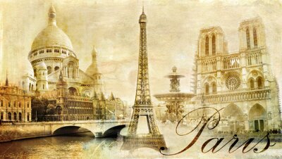 Retro Postkarte aus Paris