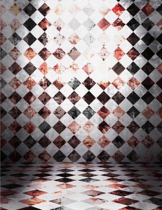 Fototapete Retro-Raum in den Farben Rot und Schwarz