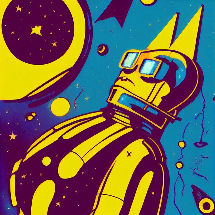 Fototapete Retro-Roboter im Weltraum