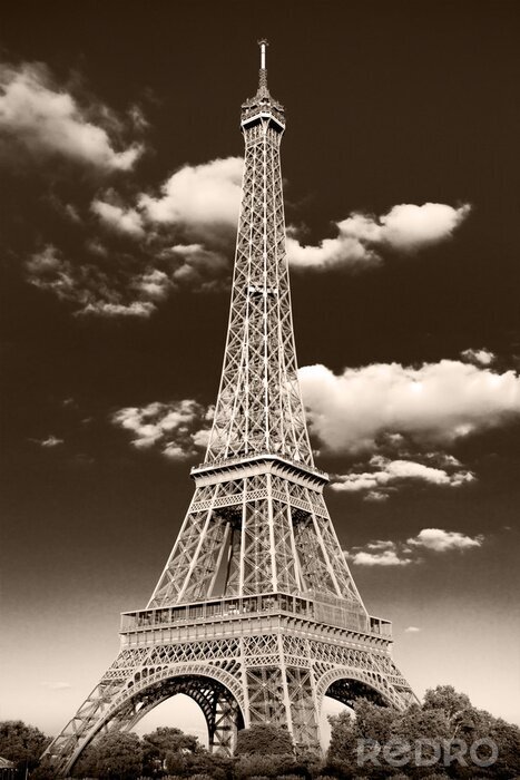 Fototapete Retro schwarz-weißer Eiffelturm