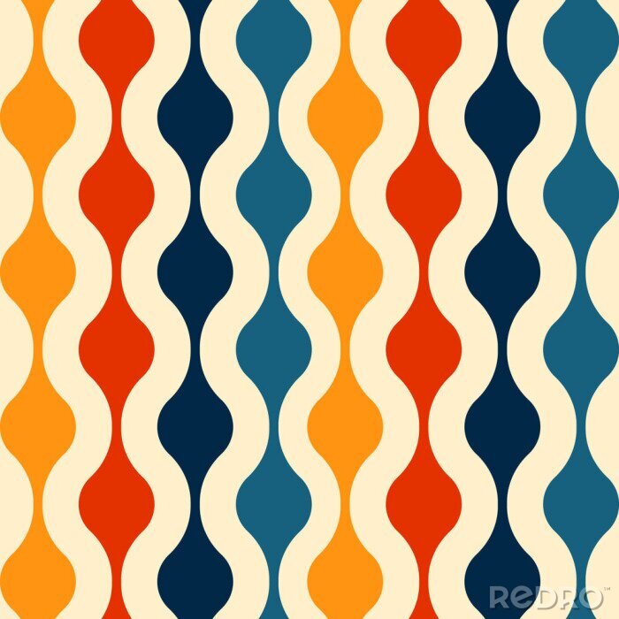 Fototapete Retro seamless pattern - colorful nostalgic background design