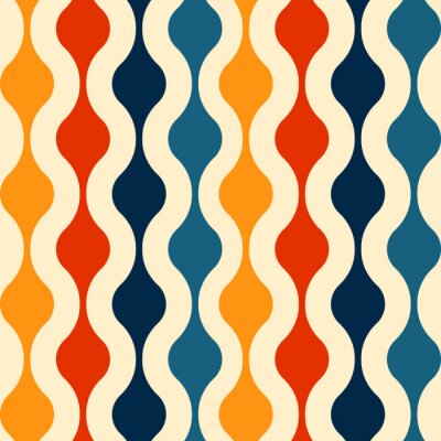 Fototapete Retro seamless pattern - colorful nostalgic background design