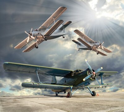 Fototapete Retro-Stil Bild der Doppeldecker. Transportation Thema.