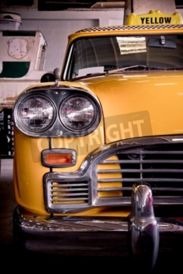 Fototapete Retro-Taxi in Werkstatt